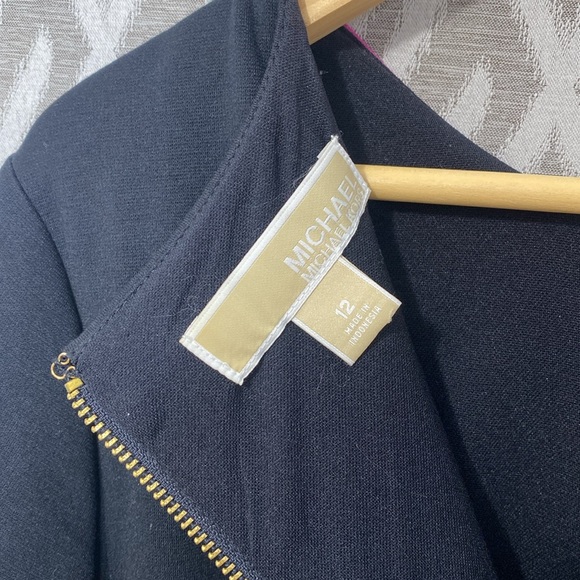 MICHAEL Michael Kors Long Sleeve Shift Magenta & Black Illusion Dress Size:12 - Picture 4 of 5